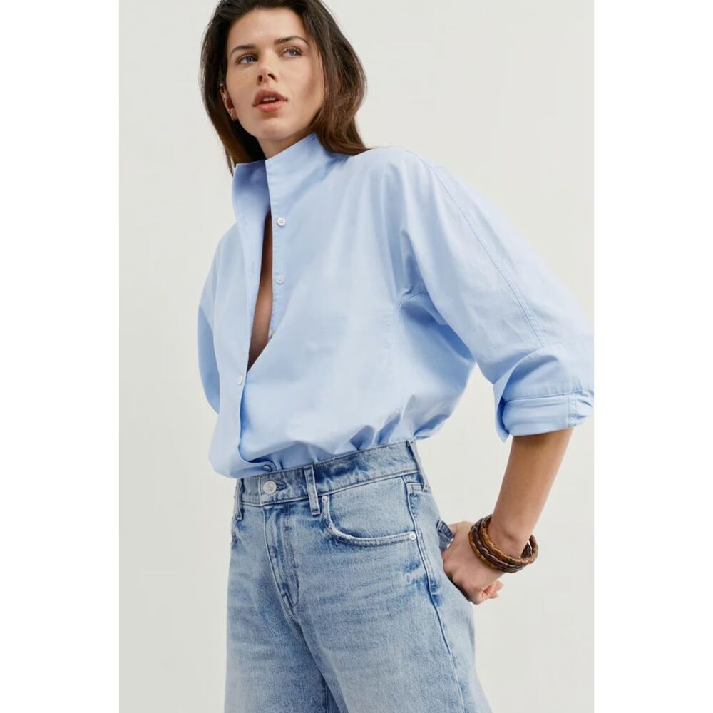 AYR The Tate Button Down Shirt Blue Oxford Women’s Size Small | New With Tags - Picture 3 of 5